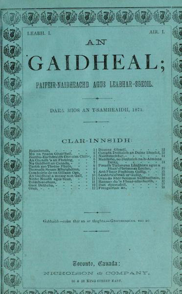 An Gaidheal; Paipeir-Naidheachd Agus Leabhar-Sgeoil Gaidhealach