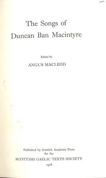 The Songs of Duncan Ban Macintyre