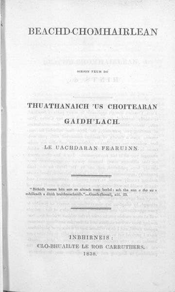 Hints for the Use of Highland Tenants and Cottagers. By a proprietor. … Beachd-Chomhairlean airson feum do Thuathanaich ’us Choitearan Gaidh’lach. Le uachdaran Fearuinn