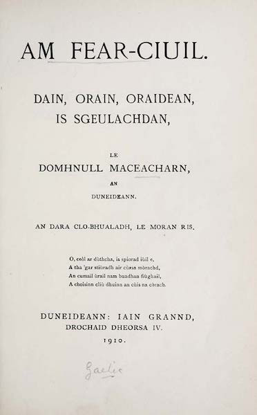 Am Fear-Ciuil. Dain, Orain, Oraidean, is Sgeulachdan.