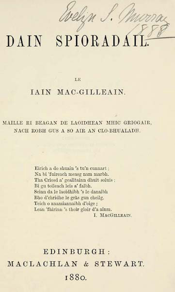 Dain Spioradail le Iain Mac-Gilleain; maille ri beagan de laoidhean Mhic Griogair, nach robh gus a so air an clò-bhualadh