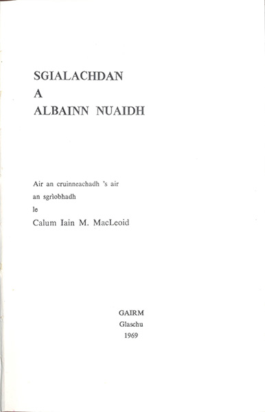 Sgialachdan á Albainn Nuaidh