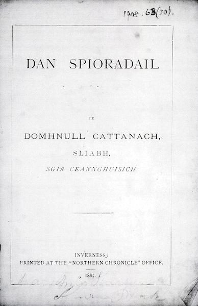 Dan Spioradail le Domhnull Cattanach, Sliabh Sgir Ceannghuisich